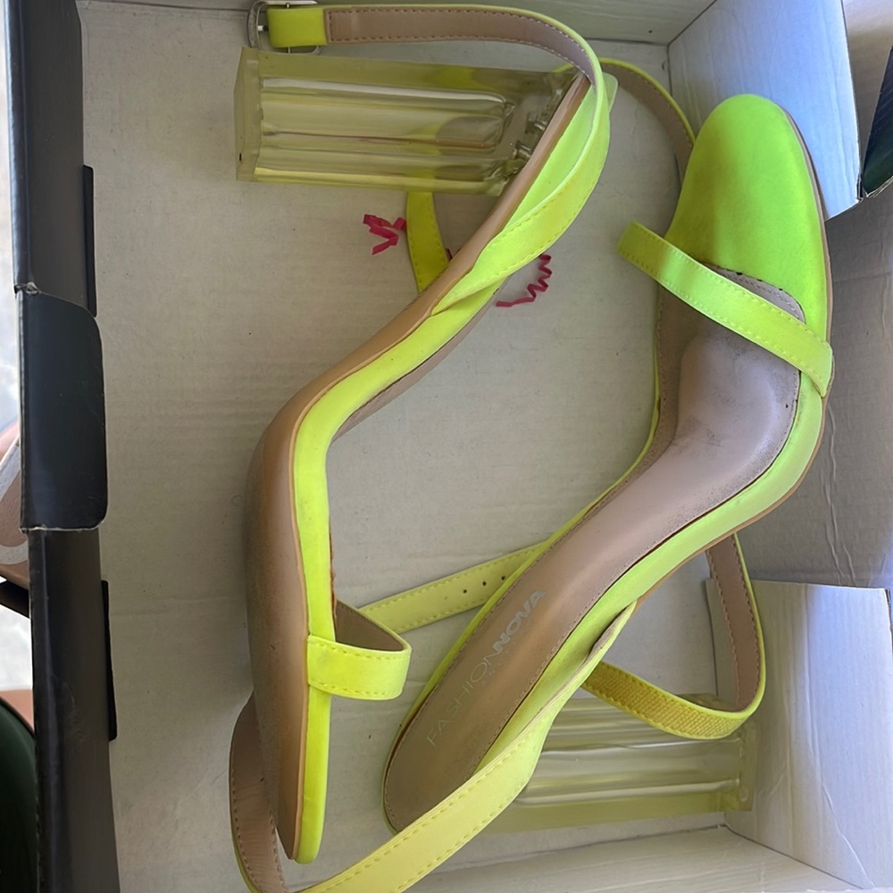 Fashion Nova neon clear heels